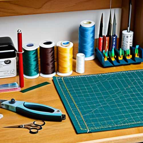 패션디자인 실기 시험 도구 준비 - Sewing Tools Organization**

"A well-organized sewing workstation with various tools neatly arranged...