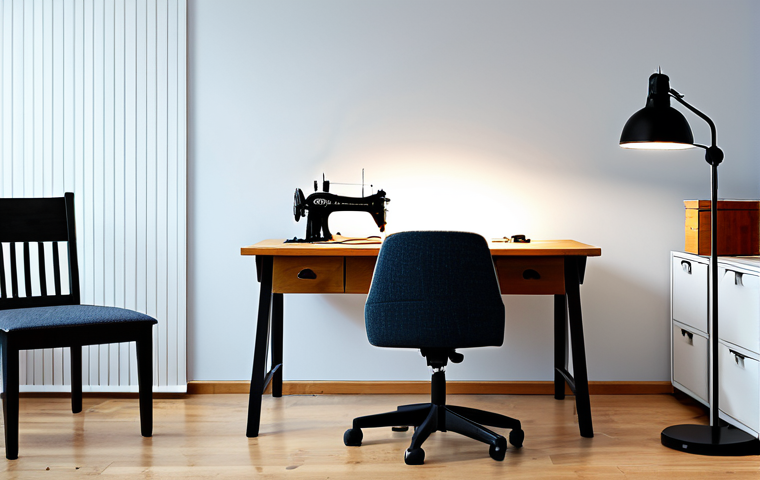 패션디자인 실기 시험 도구 준비 - Sewing Tools Organization**

"A well-organized sewing workstation with various tools neatly arranged...