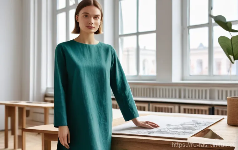 패션디자인 스타트업 경험 공유 - **Prompt 1: Innovative Sustainable Fashion Studio in Moscow**
"A young, sophisticated Russian fe...