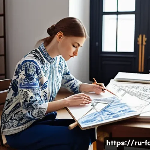 패션디자인 자격증 실기 준비 팁 - **Prompt: The Birth of a Modern Russian Collection**
    A focused, creative young fashion designer,...