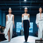 Home 18 패션디자인 성공적인 발표 방법 - A modern fashion runway scene inside a sleek industrial venue in Moscow, featuring diverse models we...