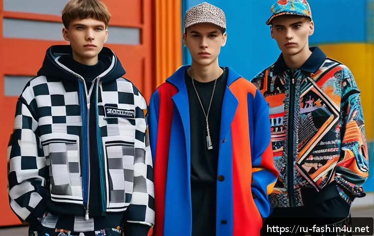 패션디자인 분야 인기 기업 소개 - A modern Russian fashion runway scene showcasing avant-garde streetwear inspired by Gosha Rubchinski...
