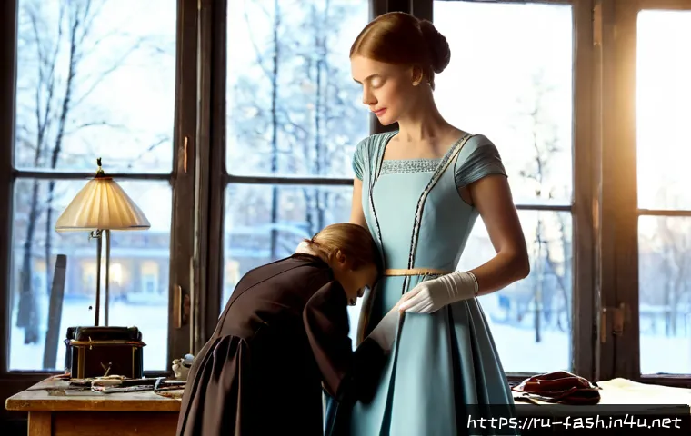 패션디자인 산업 발전의 역사 - Photorealistic historical fashion design atelier in early 20th-century Saint Petersburg, Russian dre...